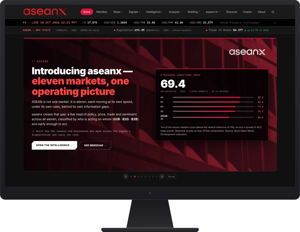 The aseanx homepage as it appears today